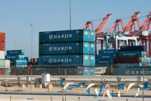 Hanjin containers at the Port of Long Beach